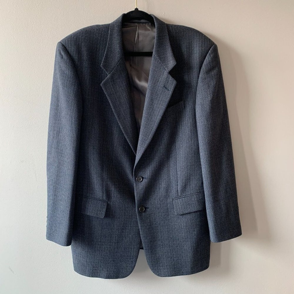 Tallia Uomo Men's Gray Multicolor Plaid Wool 2 Button Sport Coat Blazer Size 43R